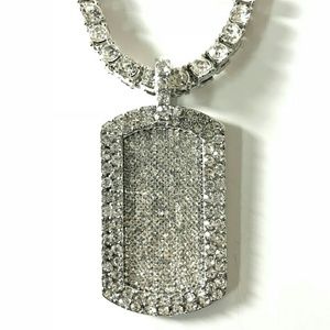 Dog Tag Chain White Gold Plated 